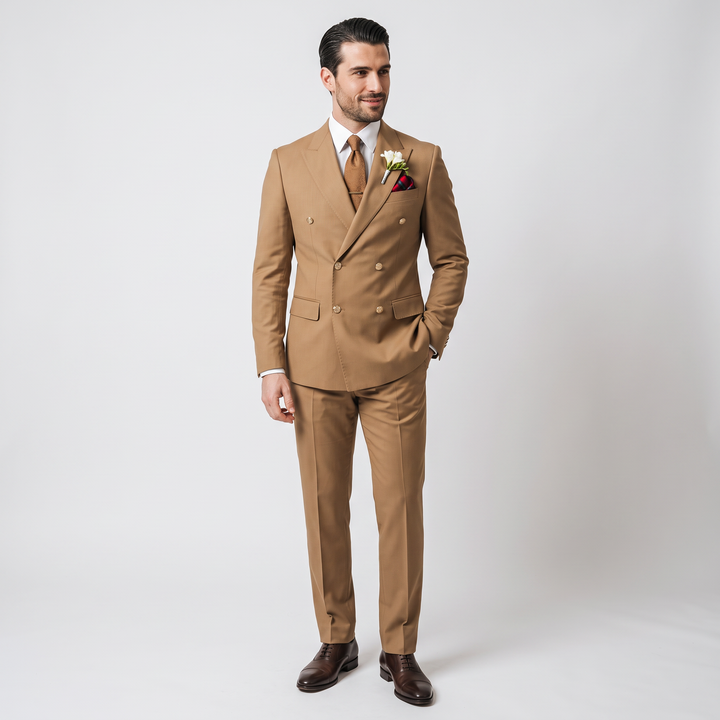 Menseventwear Formal 2 Pieces Mens Suit Flat Peak Lapel Suits For Wedding (Blazer+Pants)