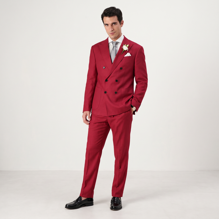 Menseventwear Formal 2 Pieces Mens Suit Flat Peak Lapel Suits For Wedding (Blazer+Pants)