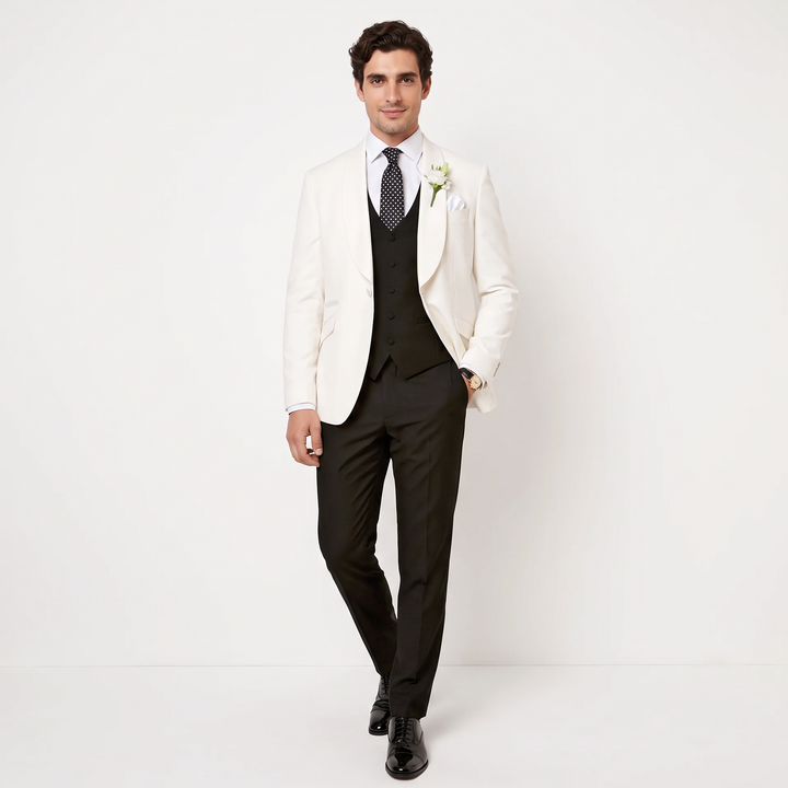 Menseventwear Fashion 3 Pieces Mens Suit Flat Shawl Lapel Suit (Blazer+vest+Pants)