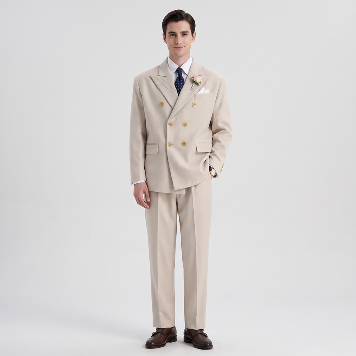 Menseventwear Formal 2 Pieces Mens Suit Flat Peak Lapel Suits For Wedding (Blazer+Pants)