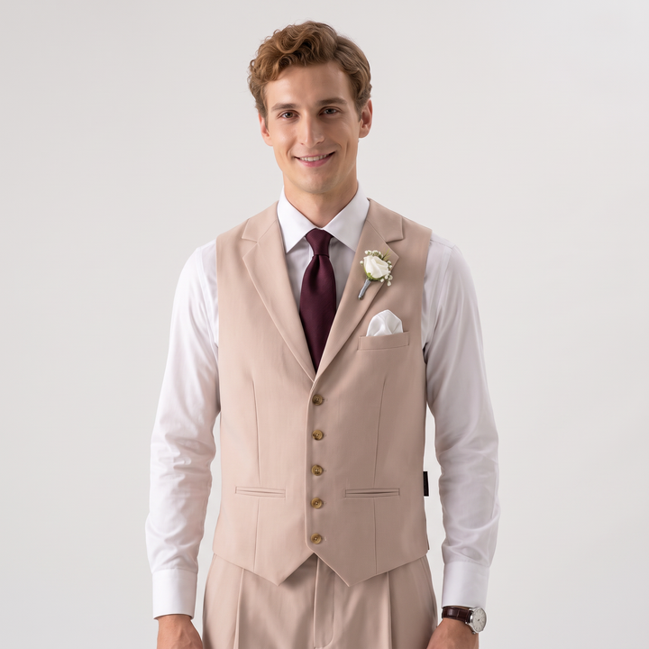 Menseventwear Fashion 2 Pieces Mens Suit Flat Notch Lapel Vest Suit For Wedding (Vest + Pants)