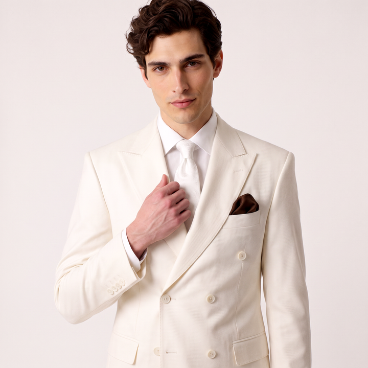 Menseventwear Formal 2 Pieces Mens Suit Flat Peak Lapel Suits For Wedding (Blazer+Pants)