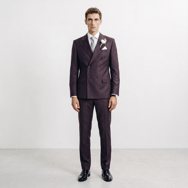 Menseventwear Formal 2 Pieces Mens Suit Flat Peak Lapel Suits For Wedding (Blazer+Pants)
