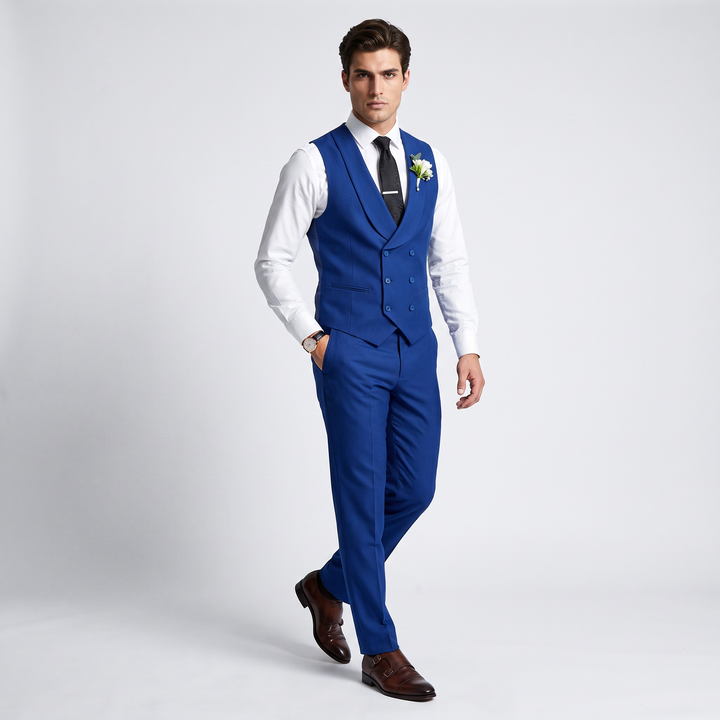 Menseventwear Double Breasted Formal 2 pieces Shawl Lapel Mens Suit For Wedding (Vest+Pants)