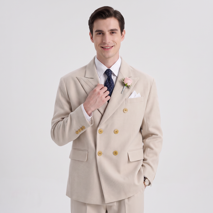 Menseventwear Formal 2 Pieces Mens Suit Flat Peak Lapel Suits For Wedding (Blazer+Pants)