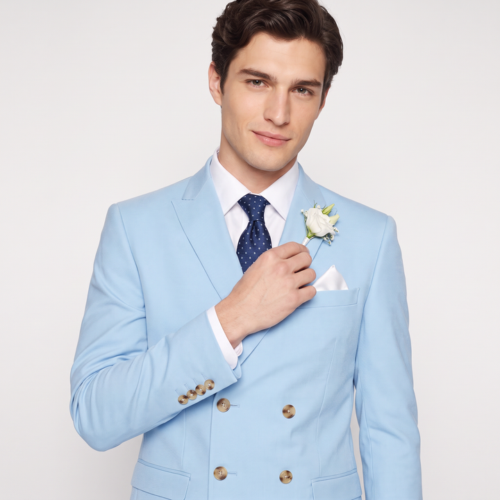 Menseventwear Formal 2 Pieces Mens Suit Flat Peak Lapel Suits For Wedding (Blazer+Pants)