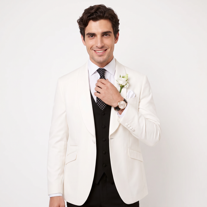 Menseventwear Fashion 3 Pieces Mens Suit Flat Shawl Lapel Suit (Blazer+vest+Pants)