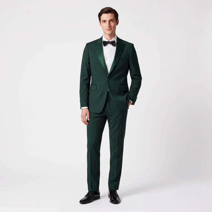 Menseventwear Formal 2 Pieces Mens Suit Flat Peak Lapel Tuxedos For Wedding (Blazer+Pants)