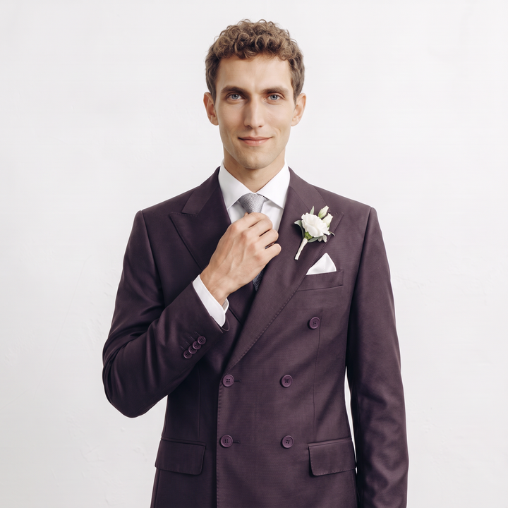 Menseventwear Formal 2 Pieces Mens Suit Flat Peak Lapel Suits For Wedding (Blazer+Pants)