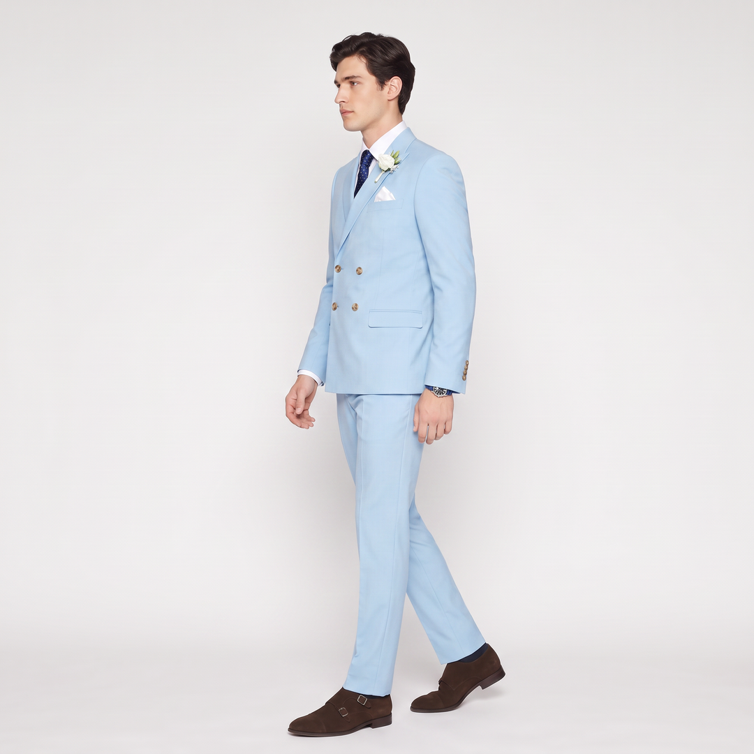 Menseventwear Formal 2 Pieces Mens Suit Flat Peak Lapel Suits For Wedding (Blazer+Pants)