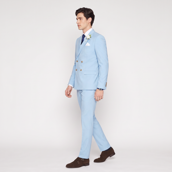 Menseventwear Formal 2 Pieces Mens Suit Flat Peak Lapel Suits For Wedding (Blazer+Pants)