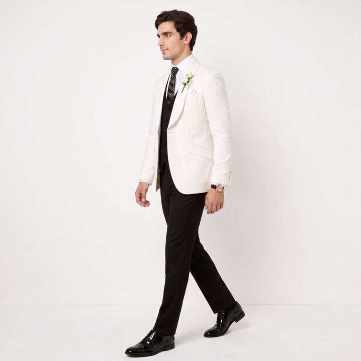 Menseventwear Fashion 3 Pieces Mens Suit Flat Shawl Lapel Suit (Blazer+vest+Pants)