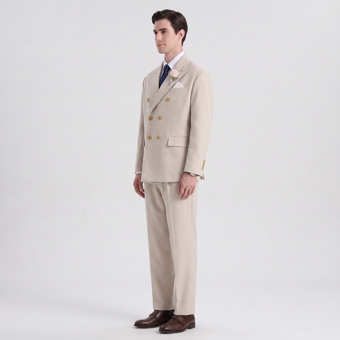 Menseventwear Formal 2 Pieces Mens Suit Flat Peak Lapel Suits For Wedding (Blazer+Pants)