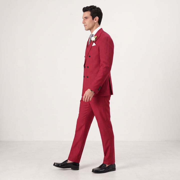 Menseventwear Formal 2 Pieces Mens Suit Flat Peak Lapel Suits For Wedding (Blazer+Pants)