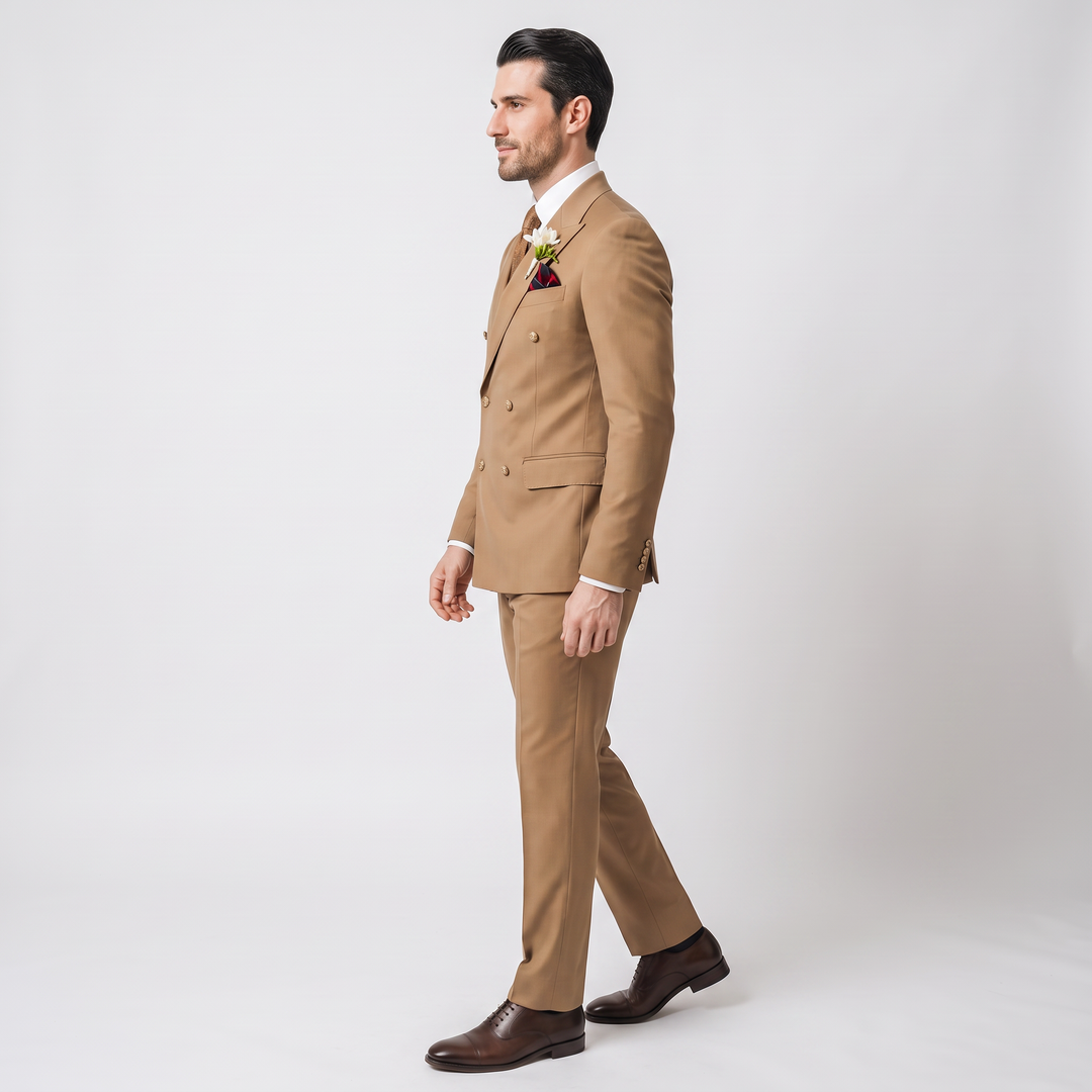 Menseventwear Formal 2 Pieces Mens Suit Flat Peak Lapel Suits For Wedding (Blazer+Pants)