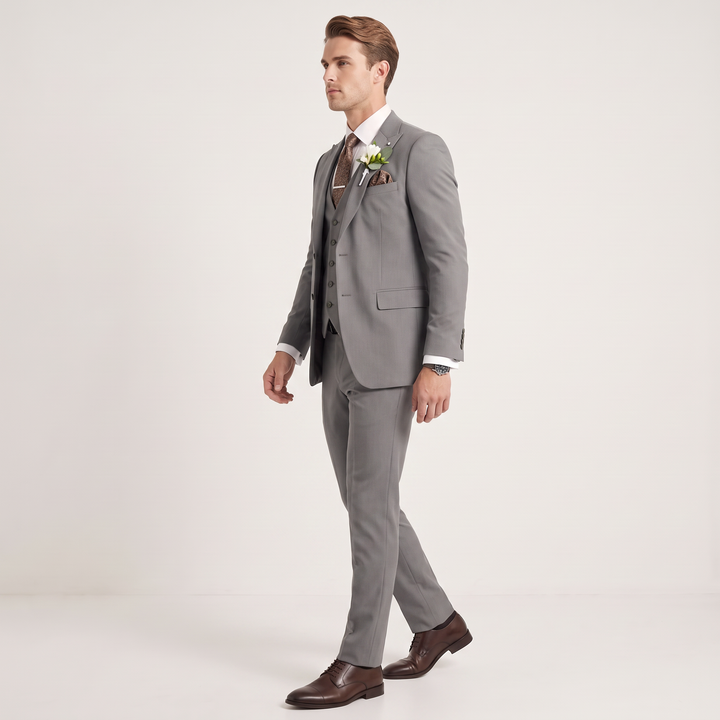 Menseventwear 3 Pieces Mens Suit Slim Fit Solid Peak Lapel Suits For Wedding (Blazer+vest+Pants)