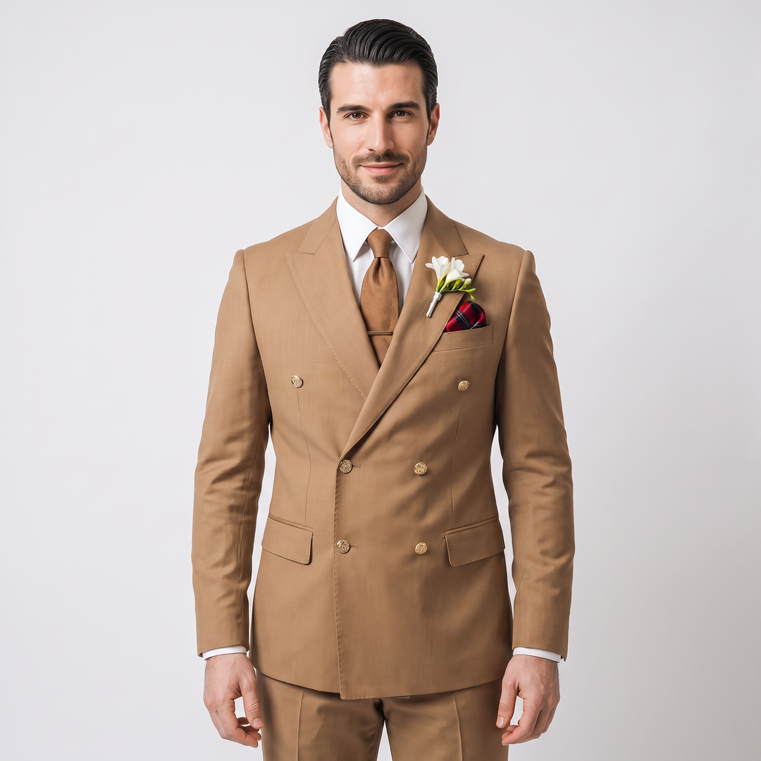 Menseventwear Formal 2 Pieces Mens Suit Flat Peak Lapel Suits For Wedding (Blazer+Pants)