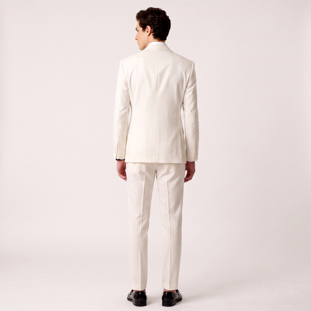 Menseventwear Formal 2 Pieces Mens Suit Flat Peak Lapel Suits For Wedding (Blazer+Pants)