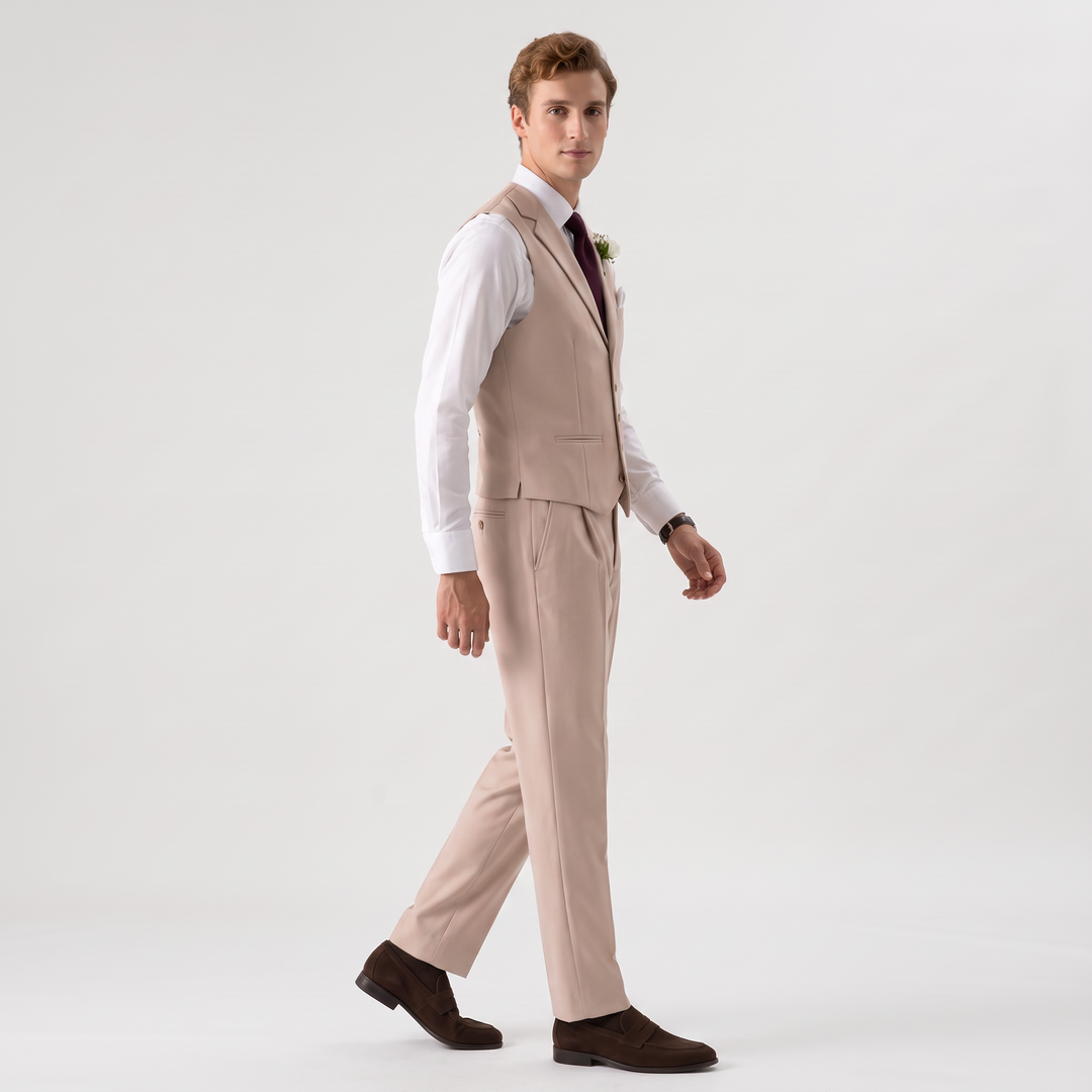 Menseventwear Fashion 2 Pieces Mens Suit Flat Notch Lapel Vest Suit For Wedding (Vest + Pants)