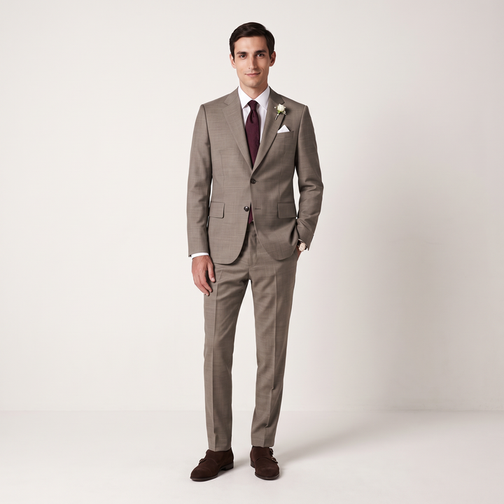 Menseventwear Formal 2 Pieces Mens Suit Flat Notch Lapel Suits For Wedding (Blazer+Pants)
