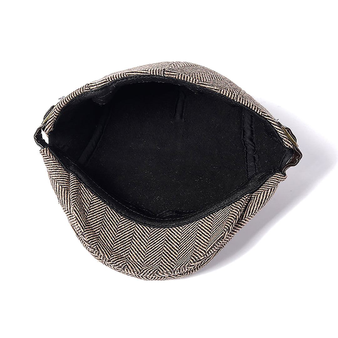 Menseventwear Retro Hat Man Literary Fashion Herringbone Tweed Adjustable Casual Cap