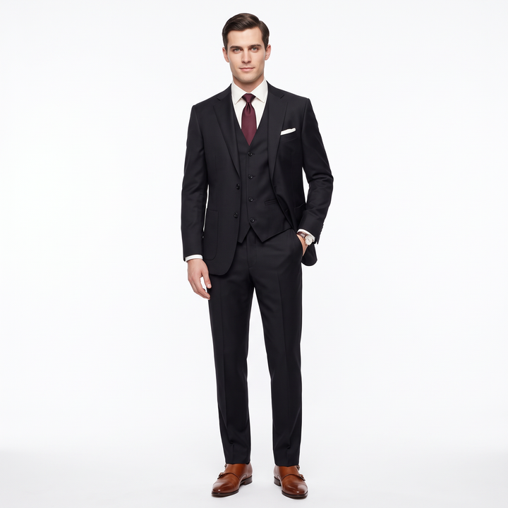 Menseventwear Fashion 3 Pieces Mens Suit Flat Notch Lapel Suits (Blazer+vest+Pants)