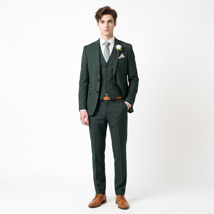 Menseventwear Fashion 3 Pieces Mens Suit Flat Notch Lapel Suits For Wedding (Blazer+vest+Pants)
