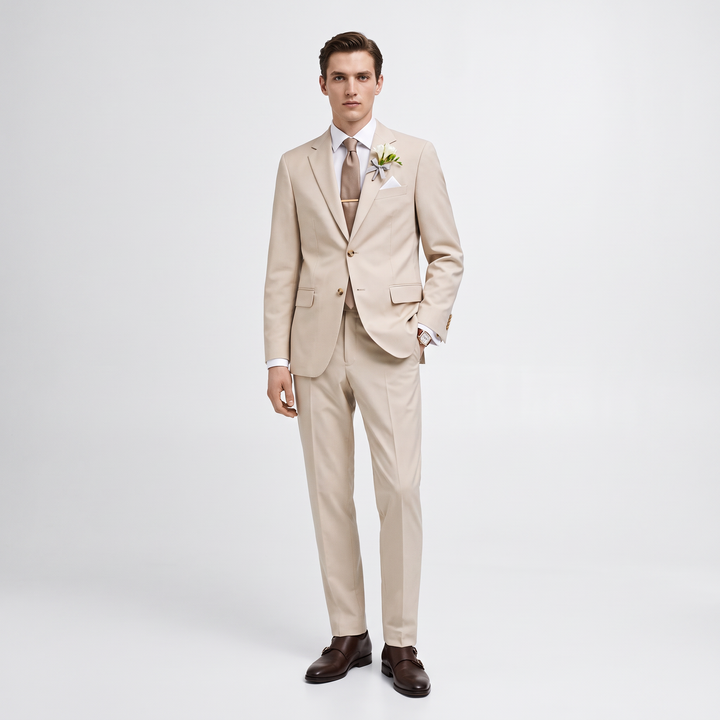 Menseventwear Formal 2 Pieces Mens Suit Flat Notch Lapel Set (Blazer+Pants)