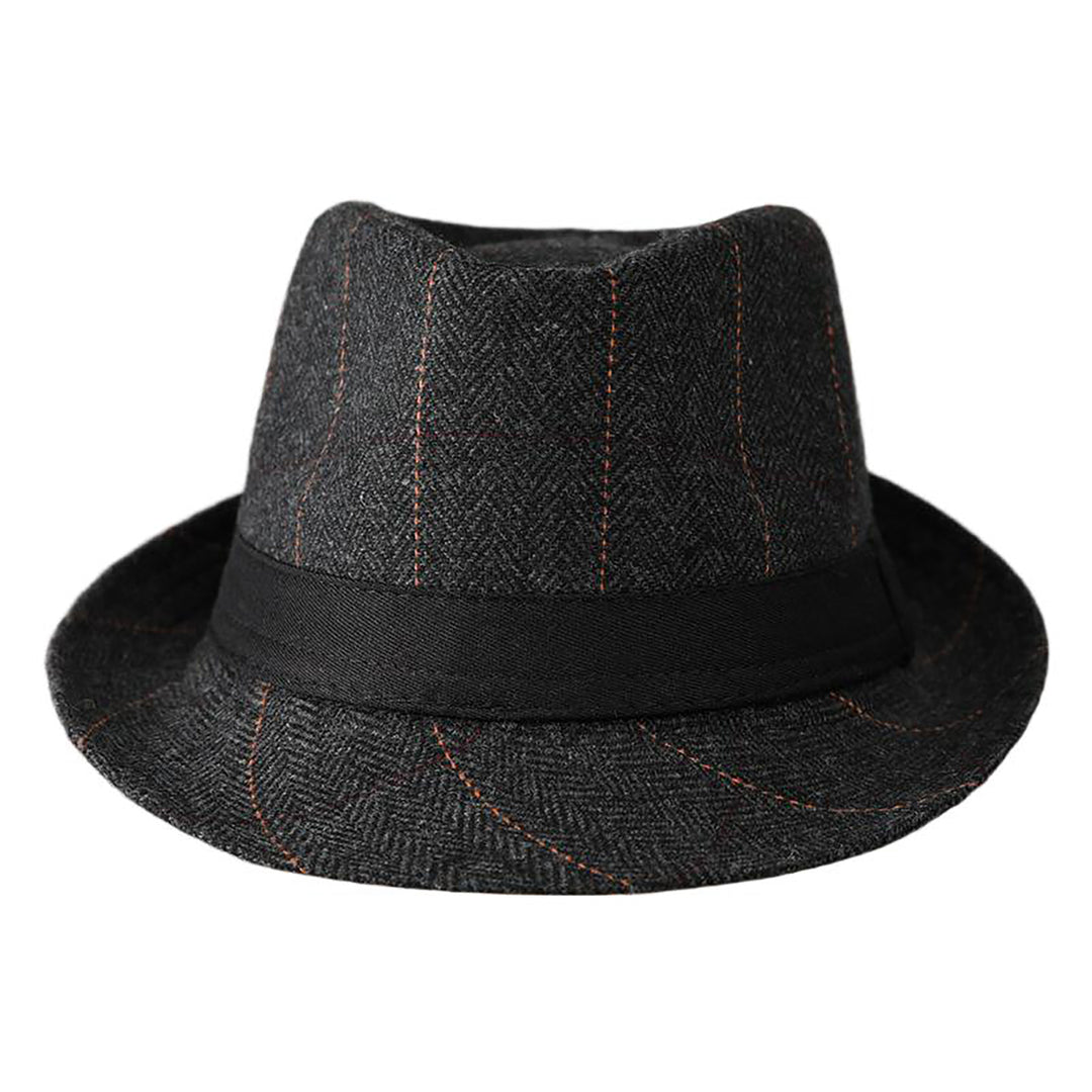 Menseventwear Retro Hat Man Literary Fashion Herringbone Plaid Casual Fedora