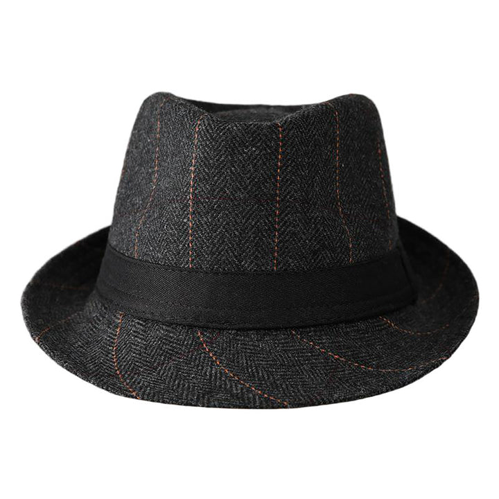 Menseventwear Retro Hat Man Literary Fashion Herringbone Plaid Casual Fedora