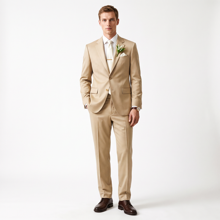 Menseventwear Formal 2 Pieces Mens Suit Flat Notch Lapel Set (Blazer+Pants)