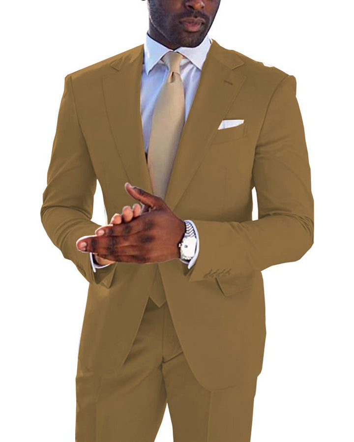 2 Piece Men's Suit Solid Color Notched Wedding Lapel (Blazer + Pants) mens event wear
