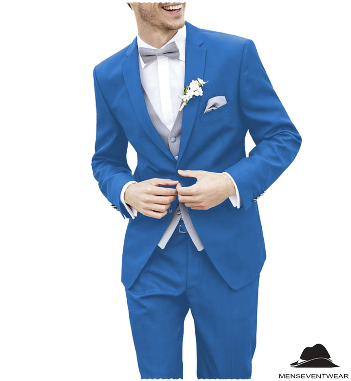 2 Piece Men's Suit Solid Color Notched Wedding Lapel (Blazer + Pants) mens event wear