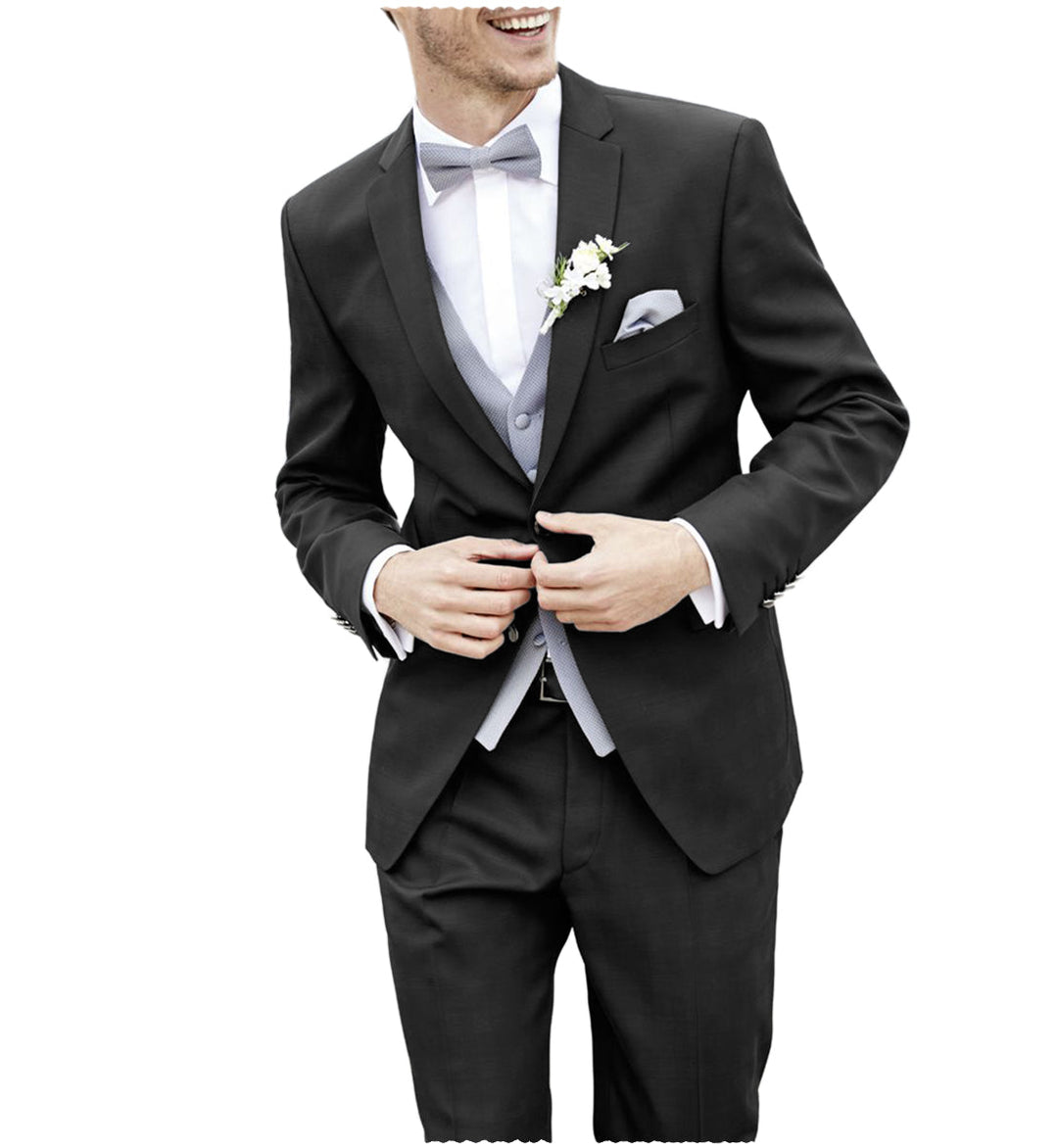 2 Piece Men's Suit Solid Color Notched Wedding Lapel (Blazer + Pants) mens event wear