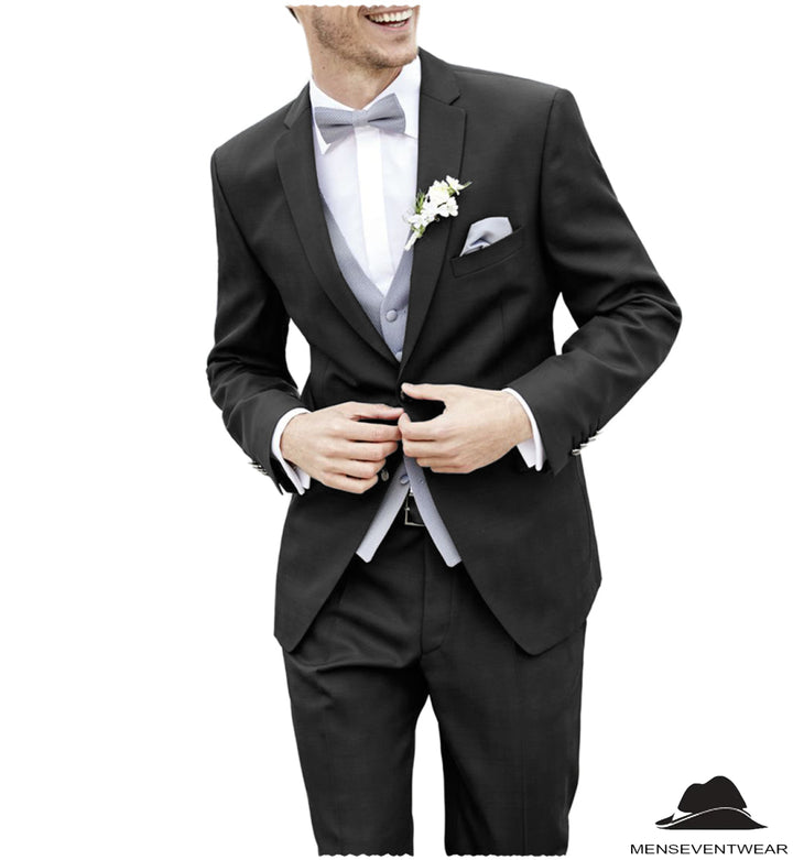 2 Piece Men's Suit Solid Color Notched Wedding Lapel (Blazer + Pants) mens event wear