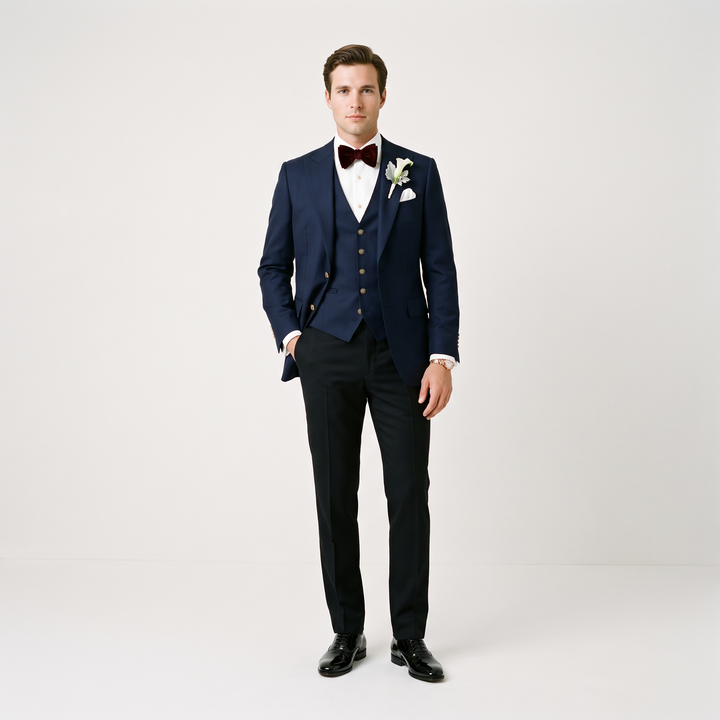 Menseventwear Casual 3 Pieces Mens Suit Flat Peak Lapel Suit (Blazer+vest+Pants)