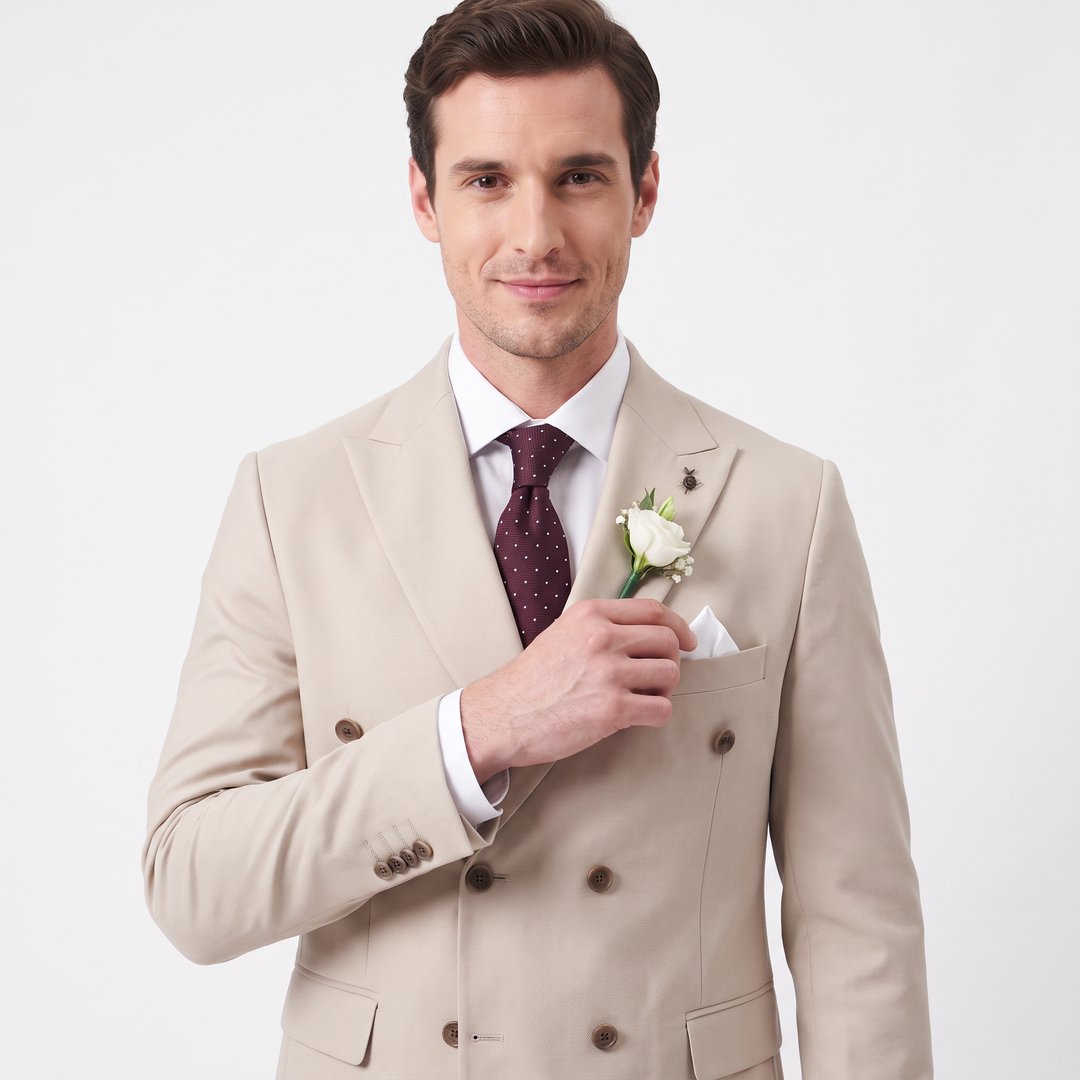 Menseventwear Formal 2 Pieces Mens Suit Flat Peak Lapel Suits For Wedding (Blazer+Pants)