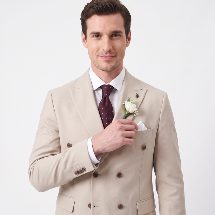 Menseventwear Formal 2 Pieces Mens Suit Flat Peak Lapel Suits For Wedding (Blazer+Pants)