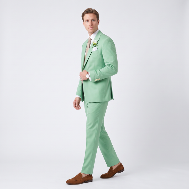 Menseventwear Formal 2 Pieces Mens Suit Flat Notch Lapel  Set (Blazer+Pants)