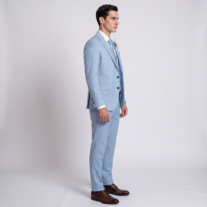 Menseventwear Fashion 3 Pieces Mens Suit Flat Peak Lapel Suits (Blazer+vest+Pants)