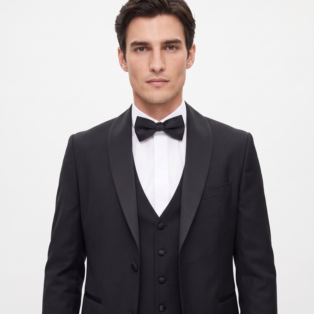 Menseventwear Formal 3 Pieces Mens Suit Flat Shawl Lapel Tuxedos For Party (Blazer+vest+Pants)