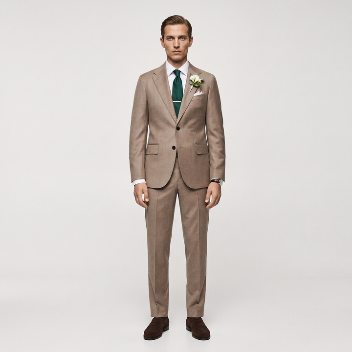 Menseventwear Formal 2 Pieces Mens Suit Flat Notch Lapel Set (Blazer+Pants)
