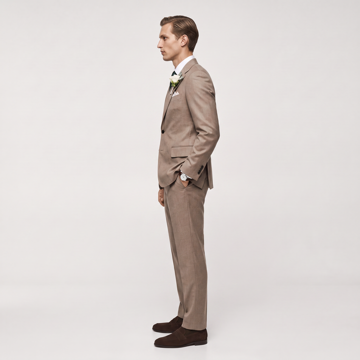 Menseventwear Formal 2 Pieces Mens Suit Flat Notch Lapel Set (Blazer+Pants)