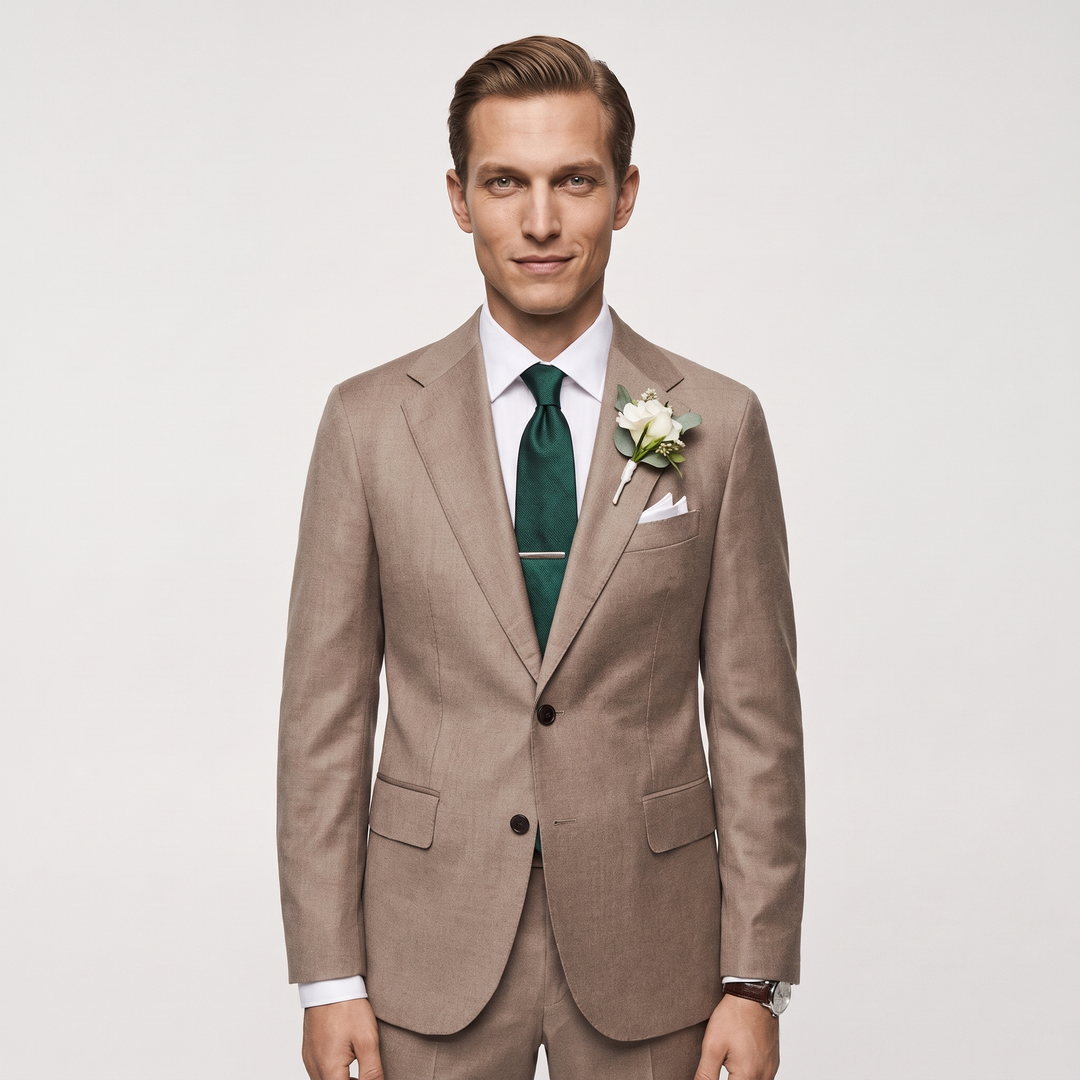 Menseventwear Formal 2 Pieces Mens Suit Flat Notch Lapel Set (Blazer+Pants)