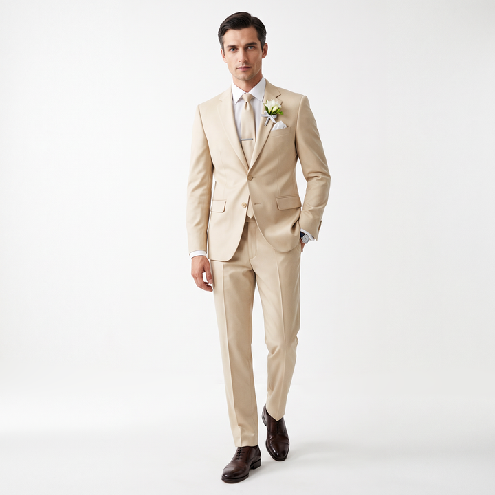 Menseventwear Formal 2 Pieces Mens Suit Flat Notch Lapel Set (Blazer+Pants)