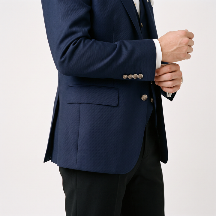 Menseventwear Casual 3 Pieces Mens Suit Flat Peak Lapel Suit (Blazer+vest+Pants)