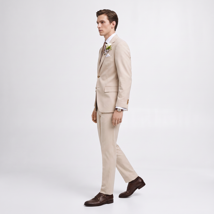 Menseventwear Formal 2 Pieces Mens Suit Flat Notch Lapel Set (Blazer+Pants)