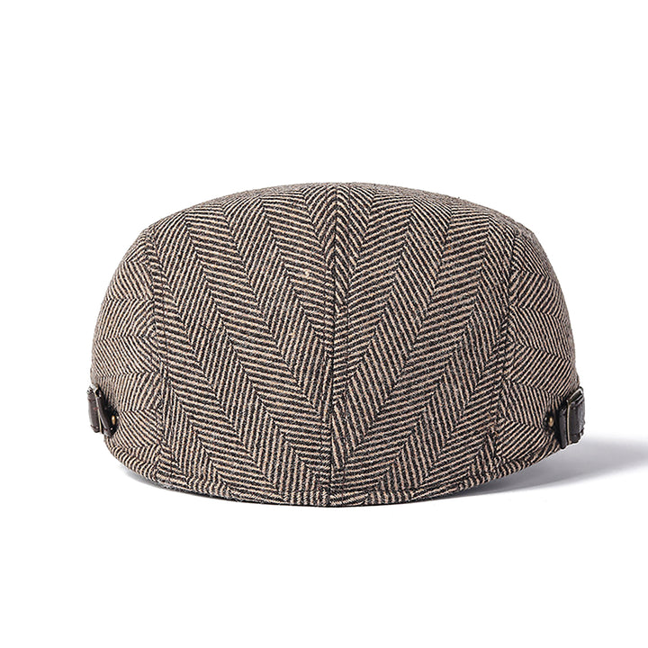 Menseventwear Retro Hat Man Literary Fashion Herringbone Tweed Adjustable Casual Cap