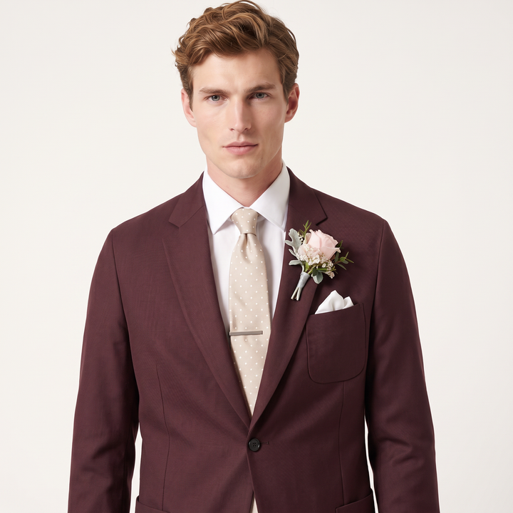 Menseventwear Formal 2 Pieces Mens Suit Flat Notch Lapel Suits For Wedding (Blazer+Pants)