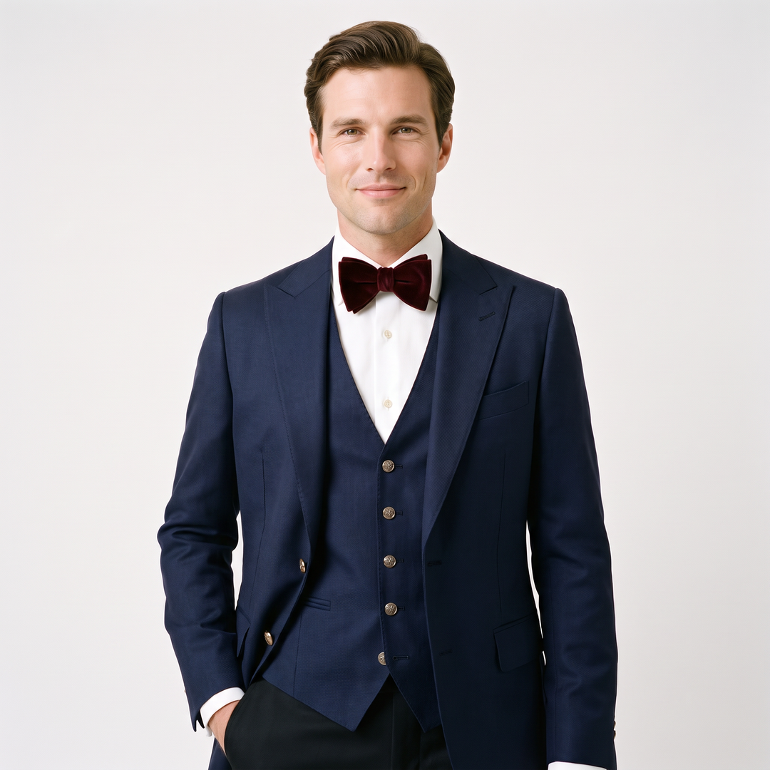 Menseventwear Casual 3 Pieces Mens Suit Flat Peak Lapel Suit (Blazer+vest+Pants)
